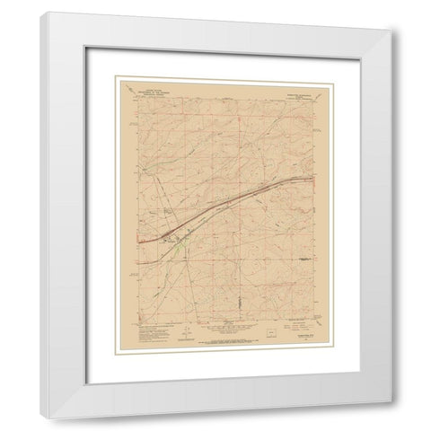 Wamsutter Wyoming Quad - USGS 1966 White Modern Wood Framed Art Print with Double Matting by USGS