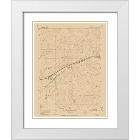 Wamsutter Wyoming Quad - USGS 1966 White Modern Wood Framed Art Print with Double Matting by USGS