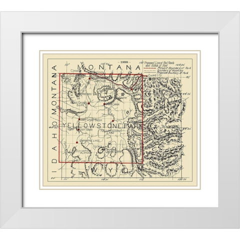 Yellowstone Proposed Hotel, Railroads - 1898 White Modern Wood Framed Art Print with Double Matting by Unknown