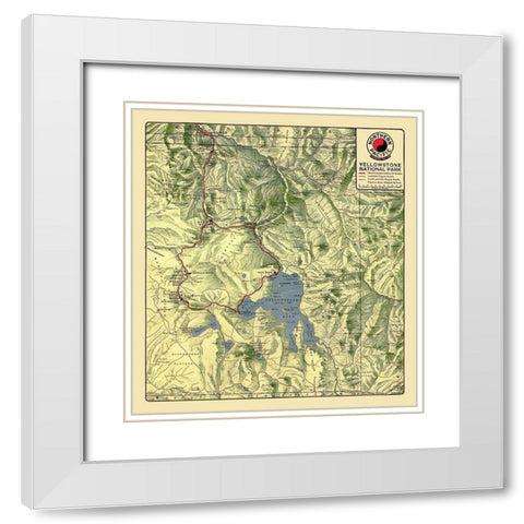Yellowstone National Park - Northern Pacific 1910 White Modern Wood Framed Art Print with Double Matting by Northern Pacific