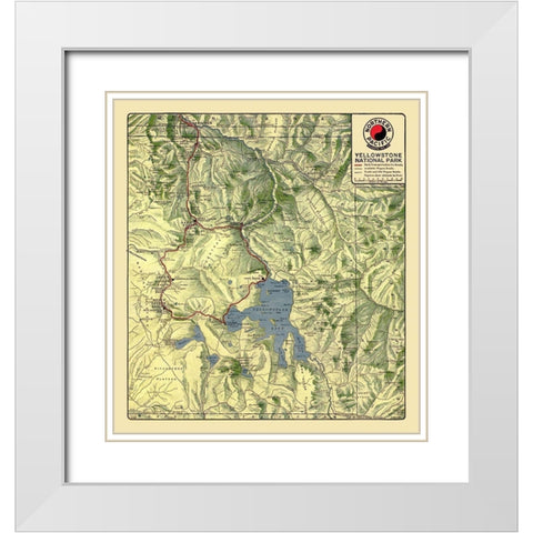 Yellowstone National Park - Northern Pacific 1910 White Modern Wood Framed Art Print with Double Matting by Northern Pacific