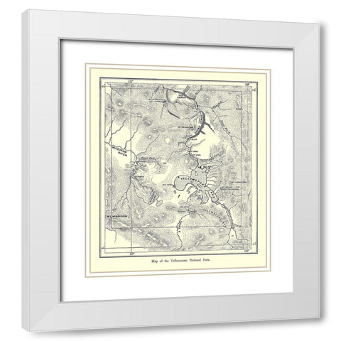 Yellowstone National Park, Wyoming - 1872 White Modern Wood Framed Art Print with Double Matting by Unknown