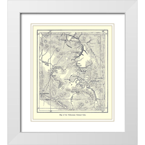 Yellowstone National Park, Wyoming - 1872 White Modern Wood Framed Art Print with Double Matting by Unknown