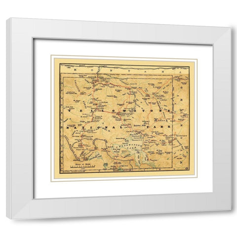 Yellowstone National Park, Wyoming - Poole 1880 White Modern Wood Framed Art Print with Double Matting by Poole