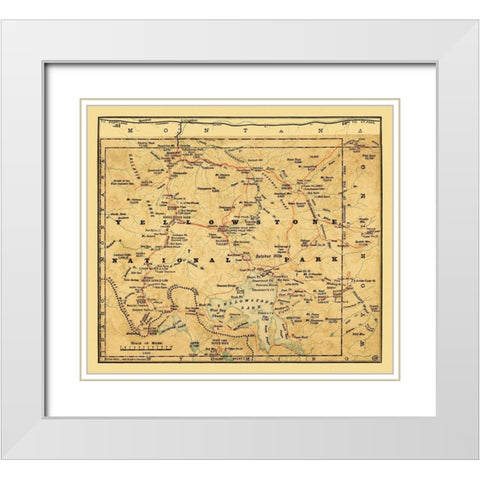 Yellowstone National Park, Wyoming - Poole 1880 White Modern Wood Framed Art Print with Double Matting by Poole