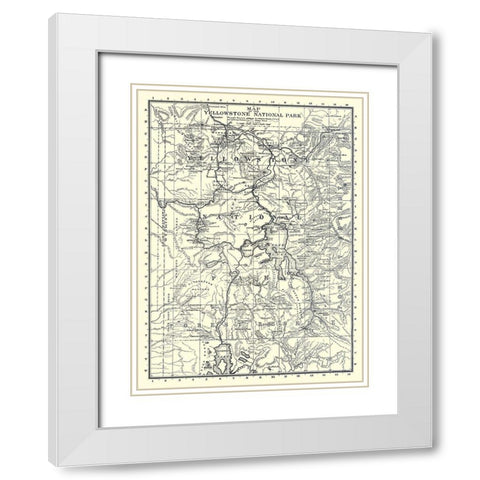 Yellowstone National Park, Wyoming - Brown 1895 White Modern Wood Framed Art Print with Double Matting by Brown