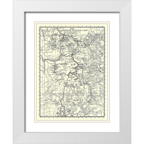 Yellowstone National Park, Wyoming - Brown 1895 White Modern Wood Framed Art Print with Double Matting by Brown