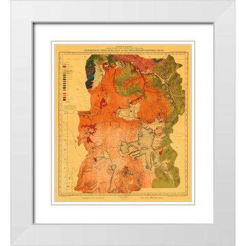 Yellowstone National Park, Wyoming - USGS 1878 White Modern Wood Framed Art Print with Double Matting by USGS