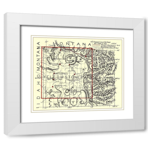Yellowstone National Park - 1900 White Modern Wood Framed Art Print with Double Matting by Unknown