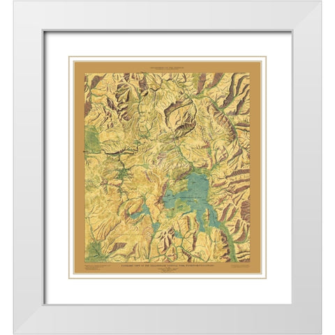Yellowstone National Park Sheet - USGS 1915 White Modern Wood Framed Art Print with Double Matting by USGS