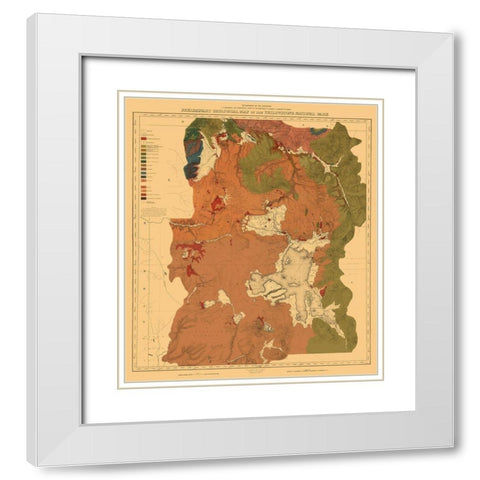 Yellowstone National Park Wyoming - USGS 1878 White Modern Wood Framed Art Print with Double Matting by USGS