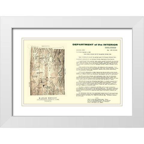 Yellowstone National Park Radar Mosaic - USGS 1968 White Modern Wood Framed Art Print with Double Matting by USGS