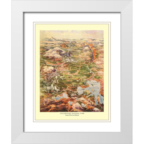 Yellowstone Park Short Line Railroad Wyoming White Modern Wood Framed Art Print with Double Matting by Poole