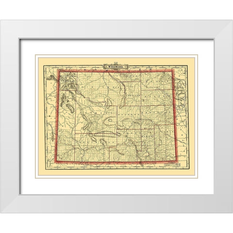 Wyoming - Cram 1895 White Modern Wood Framed Art Print with Double Matting by Cram