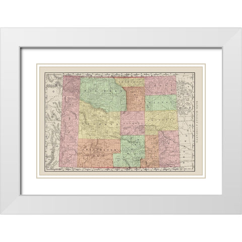 Wyoming - Rand McNally 1903 White Modern Wood Framed Art Print with Double Matting by Rand McNally
