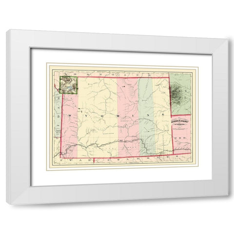 Wyoming - Asher  1874 White Modern Wood Framed Art Print with Double Matting by Asher