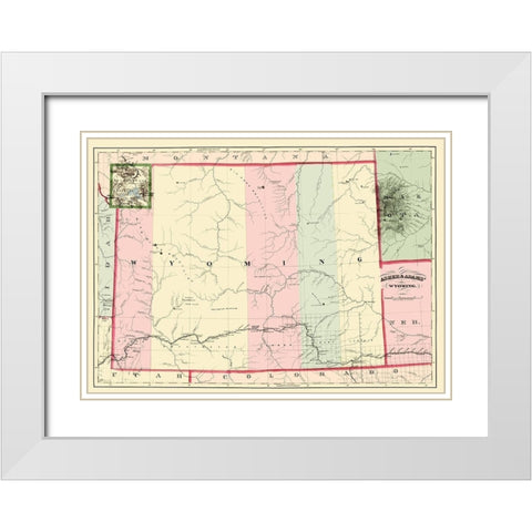 Wyoming - Asher  1874 White Modern Wood Framed Art Print with Double Matting by Asher
