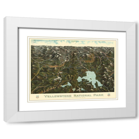 Yellowstone Park Union Pacific Wyoming White Modern Wood Framed Art Print with Double Matting by Union Pacific Railroad