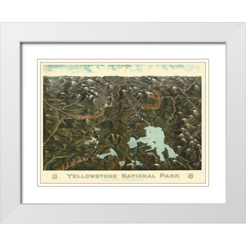 Yellowstone Park Union Pacific Wyoming White Modern Wood Framed Art Print with Double Matting by Union Pacific Railroad