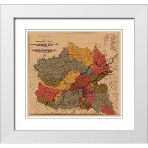 Cherokee Nation of Indians, Colonies, Mississippi White Modern Wood Framed Art Print with Double Matting by Royce