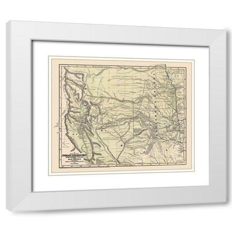 Indian Territory, Texas, New Mexico - 1844 White Modern Wood Framed Art Print with Double Matting by Gregg