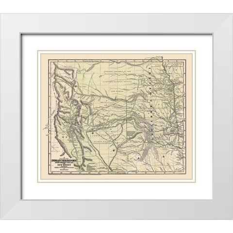 Indian Territory, Texas, New Mexico - 1844 White Modern Wood Framed Art Print with Double Matting by Gregg