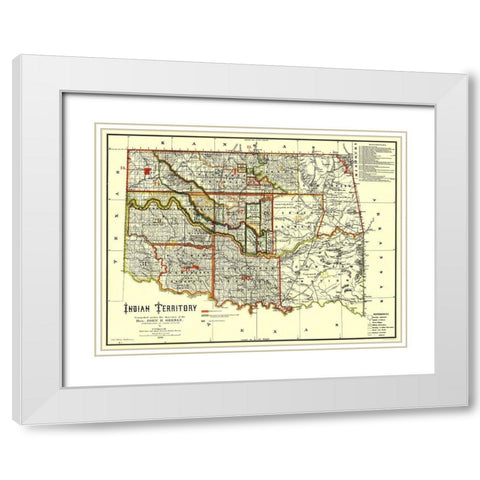 Indian Territory, Texas, Oklahoma - Oberly 1889 White Modern Wood Framed Art Print with Double Matting by Oberly
