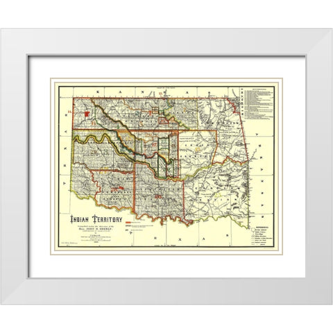 Indian Territory, Texas, Oklahoma - Oberly 1889 White Modern Wood Framed Art Print with Double Matting by Oberly