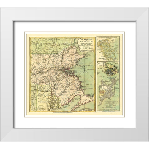 New England Seat of Revolutionary War - 1775 White Modern Wood Framed Art Print with Double Matting by Sayer