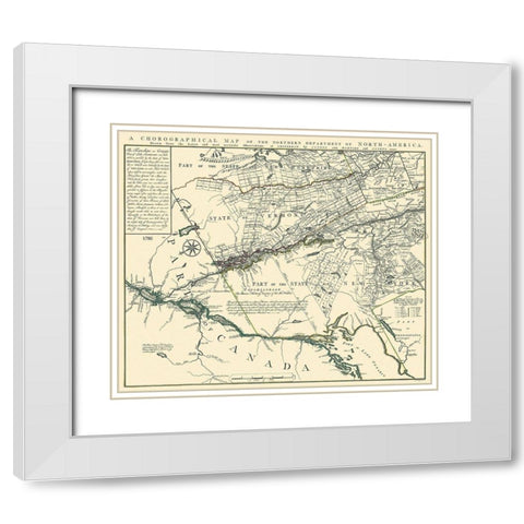 Northern Department of America - Covens 1780 White Modern Wood Framed Art Print with Double Matting by Covens