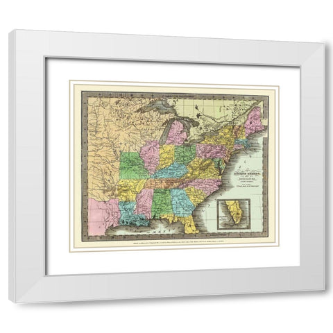 United States - Burr 1833 White Modern Wood Framed Art Print with Double Matting by Burr