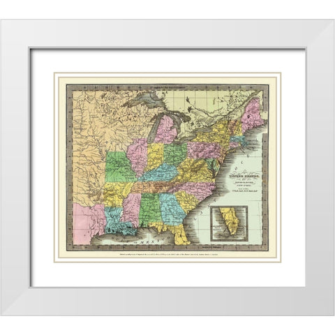 United States - Burr 1833 White Modern Wood Framed Art Print with Double Matting by Burr