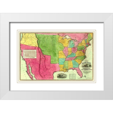 United States, Territories, Districts - Barber White Modern Wood Framed Art Print with Double Matting by Barber