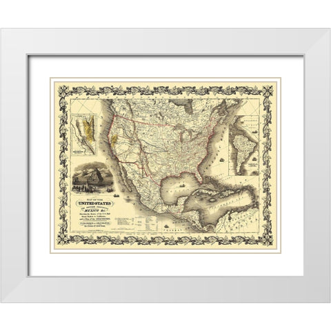 United States, Mexico - Colton 1849 White Modern Wood Framed Art Print with Double Matting by Colton