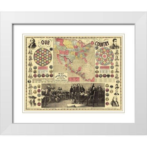 United States, Declaration Signing - Purley 1859 White Modern Wood Framed Art Print with Double Matting by Purley