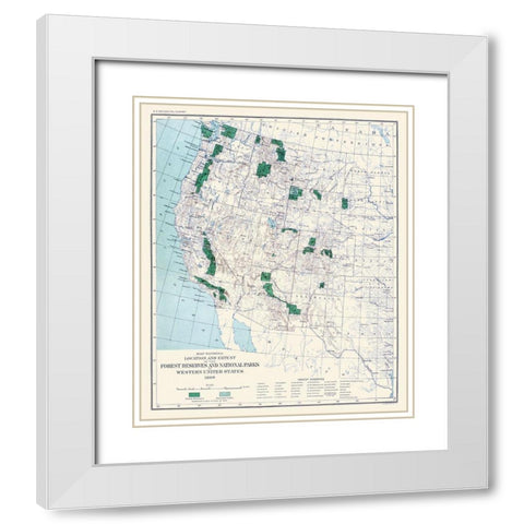 Western Forest Reserves, National Parks 1899 White Modern Wood Framed Art Print with Double Matting by US Forest Serv