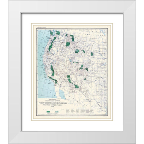 Western Forest Reserves, National Parks 1899 White Modern Wood Framed Art Print with Double Matting by US Forest Serv
