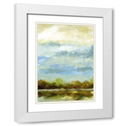 Blue Sky I White Modern Wood Framed Art Print with Double Matting by Brey
