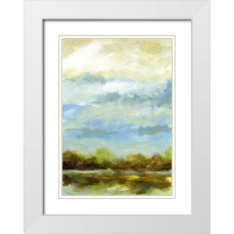 Blue Sky I White Modern Wood Framed Art Print with Double Matting by Brey