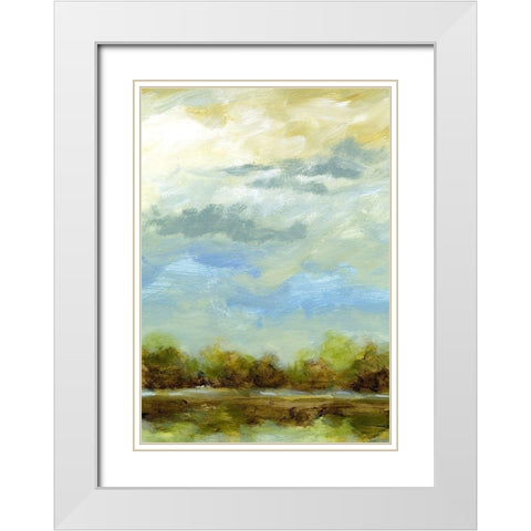 Blue Sky II White Modern Wood Framed Art Print with Double Matting by Brey