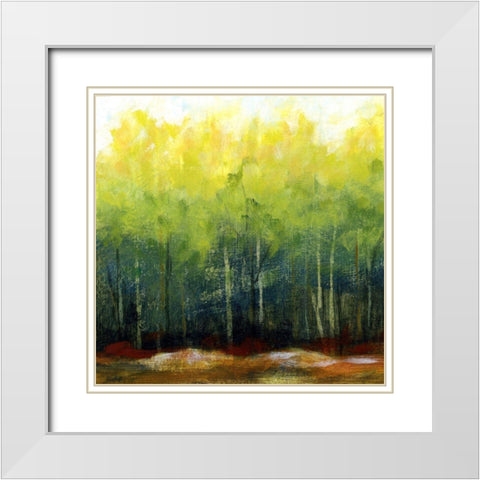 Fall II White Modern Wood Framed Art Print with Double Matting by Brey