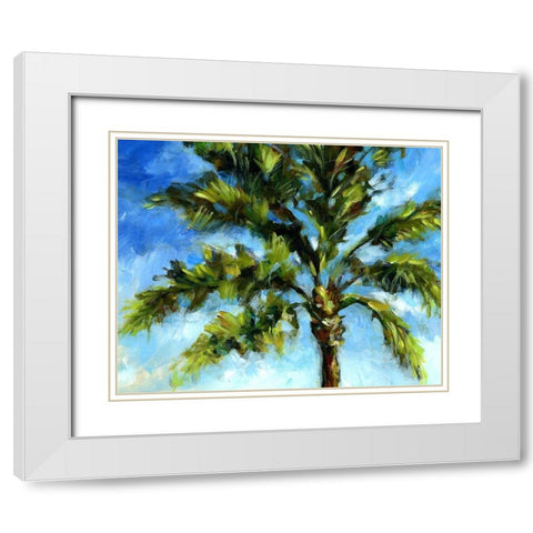 Island Palm II White Modern Wood Framed Art Print with Double Matting by Brey