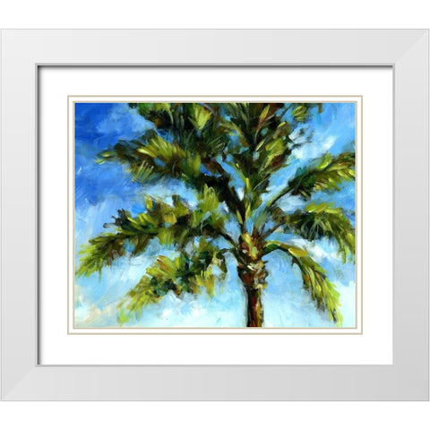 Island Palm II White Modern Wood Framed Art Print with Double Matting by Brey