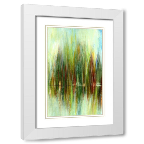 Pond Reflections III White Modern Wood Framed Art Print with Double Matting by Brey
