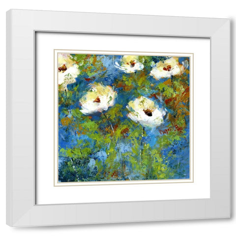 Summer Blue I White Modern Wood Framed Art Print with Double Matting by Brey