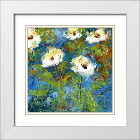 Summer Blue I White Modern Wood Framed Art Print with Double Matting by Brey