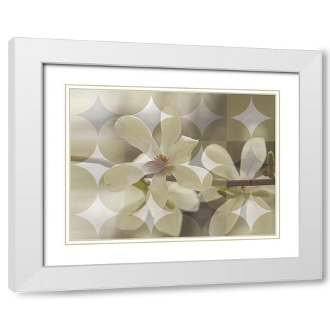 Floral Design I White Modern Wood Framed Art Print with Double Matting by Bartola