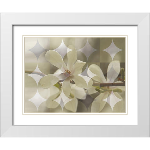 Floral Design I White Modern Wood Framed Art Print with Double Matting by Bartola