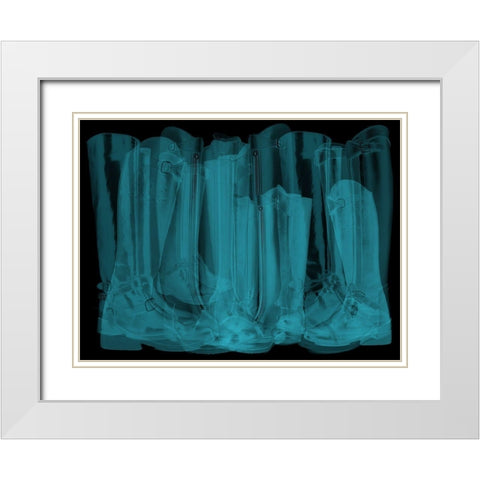 Polo Boots Blue White Modern Wood Framed Art Print with Double Matting by Bartola