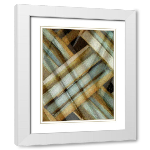 Weave Golden I White Modern Wood Framed Art Print with Double Matting by Franklin